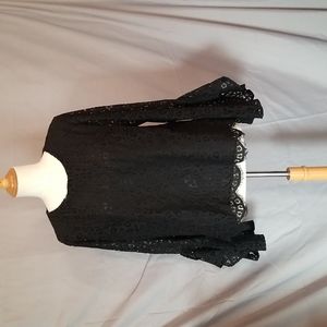 Black  Lace long sleeve talk sleeve has bell at bottom. Size large
